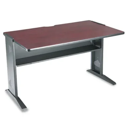 Safco® Computer Desk with Reversible Top, Mahogany/Medium Oak, 47.5"W x 28"D x 30"H
