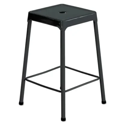 Safco® Counter-Height Steel Stool, Backless, Supports Up to 250 lb, 25" Seat Height, Black