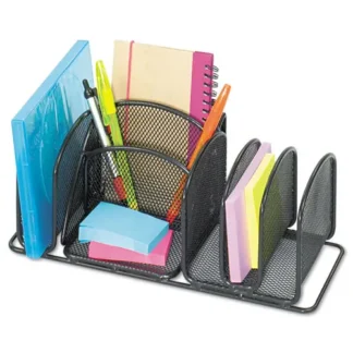 Safco® Deluxe Organizer, 6 Compartments, Steel, Black