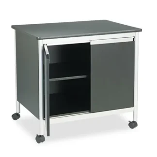 Safco® Deluxe Steel Machine Stand, 3 Shelves, Black, 32"W x 24.5"D x 30.25"H
