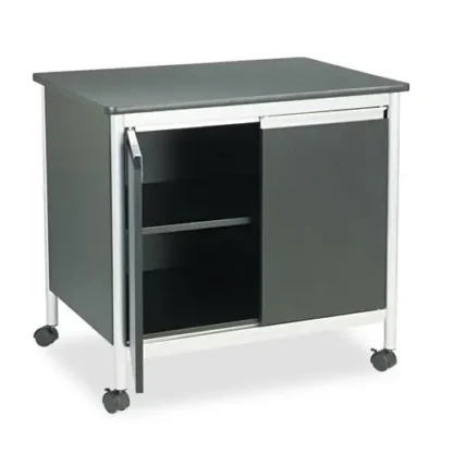Safco® Deluxe Steel Machine Stand, 3 Shelves, Black, 32"W x 24.5"D x 30.25"H