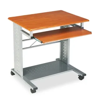 Safco® Empire Mobile PC Cart, Medium Cherry/Silver, 29.75"W x 23.5"D x 29.75"H