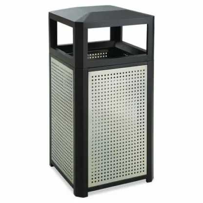 Safco® Evos Series Steel Waste Container, 15 gal, Steel, Black