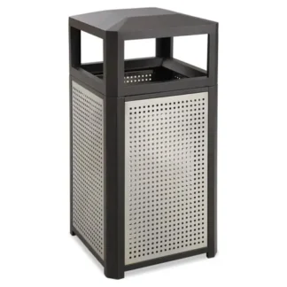 Safco® Evos Series Steel Waste Container, Steel, Black, 38 gal