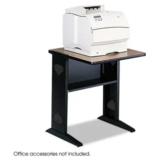 Safco® Fax/Printer Stand with Reversible Top, Metal, 1 Shelf, Medium Oak/Black