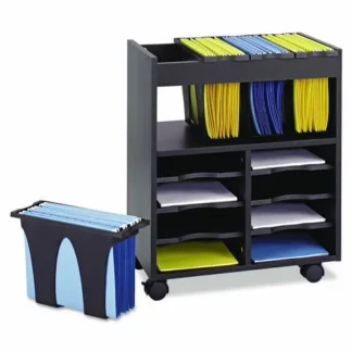 Safco® Go Cart Mobile File, 8 Adjustable Shelves, 4 Hanging File Bins, Black