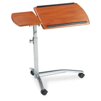 Safco® Laptop Computer Caddy, Adjustable Height, Medium Cherry, 29.5" x 20" x 27"–38"