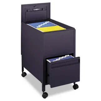 Safco® Locking Mobile Tub File with Drawer, Letter Size, Black, 17" x 26" x 28"