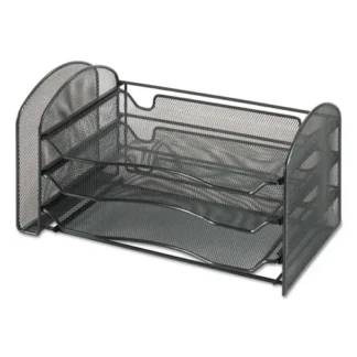 Safco® Mesh Desk Organizer, 1 Vertical/3 Horizontal Sections, Black