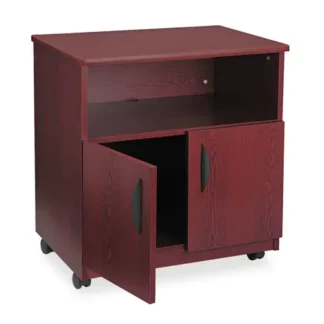 Safco® Mobile Machine Stand, Open Compartment, 3 Shelves, 200 lb Capacity, Mahogany