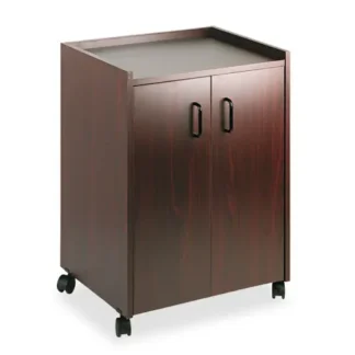 Safco® Mobile Refreshment Center, Engineered Wood, Mahogany, 23"W x 18"D x 31"H, 3 Shelves