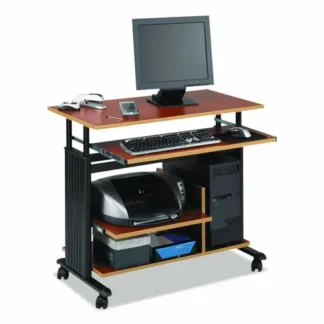 Safco® Muv 28" Adjustable-Height Mini-Tower Computer Desk, Cherry/Black