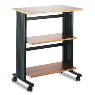 Safco® Muv Three Level Machine Cart/Printer Stand, 3 Adjustable Shelves, Cherry/Black