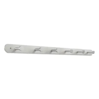 Safco® Nail Head Wall Coat Rack, Six Hooks, Metal, Satin Finish, 36" Width