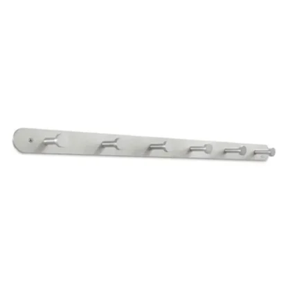 Safco® Nail Head Wall Coat Rack, Six Hooks, Metal, Satin Finish, 36" Width