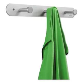 Safco® Nail Head Wall Coat Rack, Three Hooks, Metal, Satin Finish, 18" W x 2.75" D x 2" H
