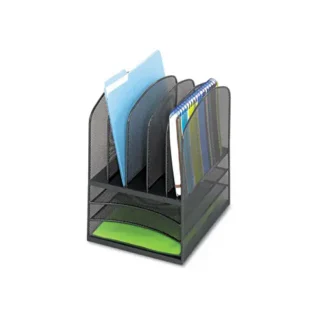 Safco® Onyx™ Mesh Desk Organizer with Five Vertical/Three Horizontal Sections