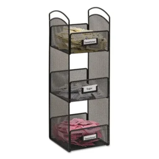 Safco® Onyx Breakroom Organizers, Steel Mesh, Black, 3 Compartments, 6" x 6" x 18"