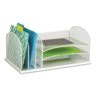 Safco® Onyx Desk Organizer with Three Horizontal and Three Upright Sections, White