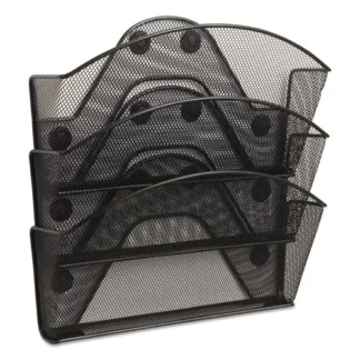 Safco® Onyx Magnetic Mesh Panel Accessories, 3 File Pocket, Black