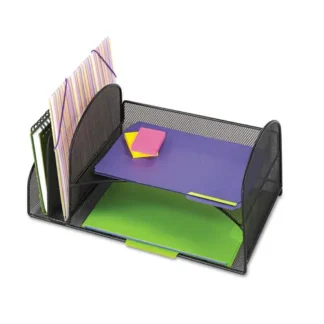 Safco® Onyx Mesh Desk Organizer, Steel Mesh, Black