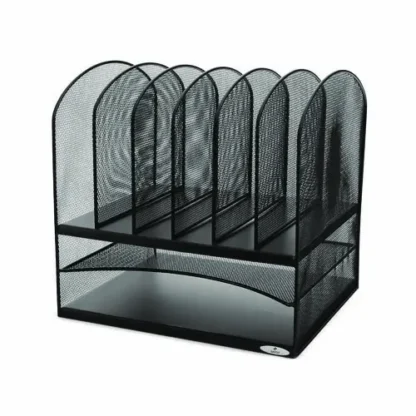 Safco® Onyx Mesh Desk Organizer with Two Horizontal and Six Upright Sections, Black