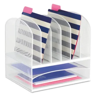 Safco® Onyx Mesh Desk Organizer with Two Horizontal and Six Upright Sections, White