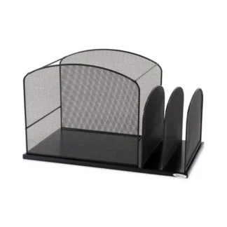 Safco® Onyx Mesh Desktop Hanging File with Two Upright Sections, 3 Sections, Letter Size, 11.5" Long, Black