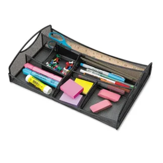 Safco® Onyx Mesh Drawer Organizer, Steel, Black, 7 Compartments