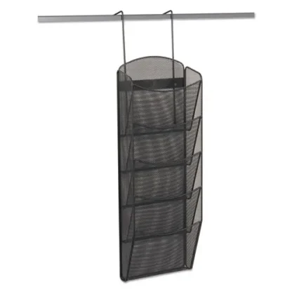 Safco® Onyx Mesh Literature Rack, Five Compartments, Black