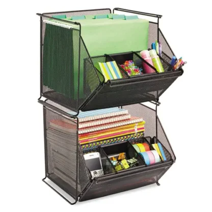 Safco® Onyx Stackable Mesh Storage Bin, 4 Compartments