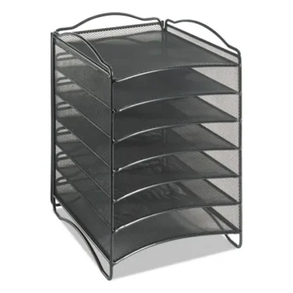 Safco® Onyx Steel Mesh Literature Sorter, Six Compartments, Black
