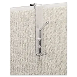 Safco® Over-The-Panel Double-Garment Hook, Satin Aluminum/Chrome
