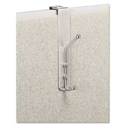 Safco® Over-The-Panel Double-Garment Hook, Satin Aluminum/Chrome