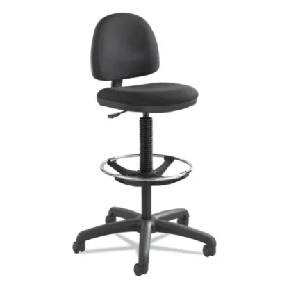 Safco® Precision Extended-Height Swivel Stool, Adjustable Footring, Supports Up to 250 lb, 23" to 33" Seat Height, Black Fabric