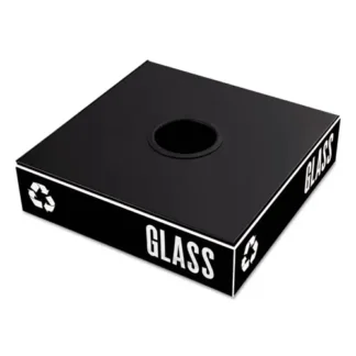 Safco® Public Square Recycling Container Lid, Circular Opening, Black, 15.25" x 15.25" x 2"