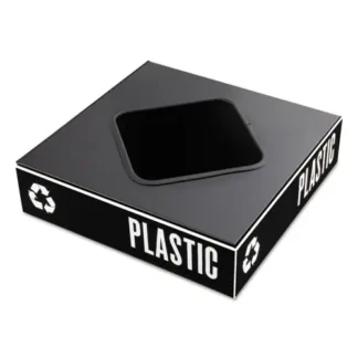 Safco® Public Square Recycling Container Lid, Square Opening, Black