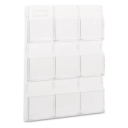 Safco® Reveal Clear Literature Display, 9 Compartments, Clear Plastic, Wall Mountable