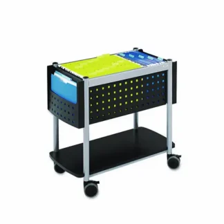 Safco® Scoot Open Top Mobile File Cart, Metal, Black/Silver
