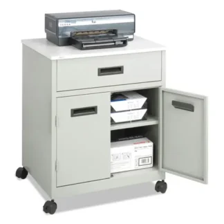 Safco® Steel Machine Stand with Pullout Drawer, Gray