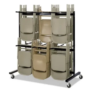 Safco® Two-Tier Chair Cart, Two-Sided 12-Section Hang-Hook, Black, 64.5" x 33.5" x 70.25"