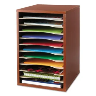 Safco® Wood Desktop Literature Sorter, 11 Compartments, Cherry