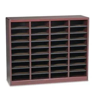 Safco® Wood/Fiberboard E-Z Stor Sorter, 36 Compartments, Mahogany