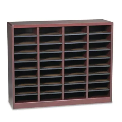Safco® Wood/Fiberboard E-Z Stor Sorter, 36 Compartments, Mahogany