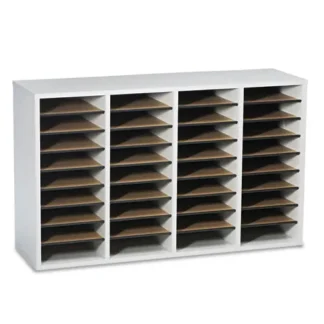Safco® Wood/Laminate Literature Sorter, 36 Compartments, Gray
