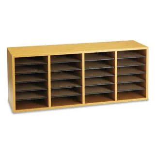 Safco® Wood/Laminate Sorter, 24 Compartments, Medium Oak
