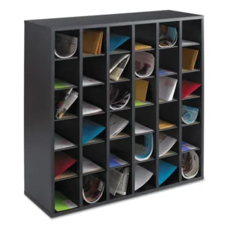 Safco® Wood Mail Sorter with Adjustable Dividers, Stackable, Black