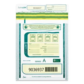 SafeLOK™ Deposit Bag, Plastic, 9 x 12, White/Gray, 100/Pack