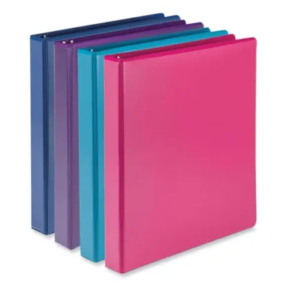 Samsill® Durable D-Ring View Binders, 3 Rings, 1" Capacity, 11 x 8.5, Blueberry/Blue Coconut/Dragonfruit/Purple, 4/Pack