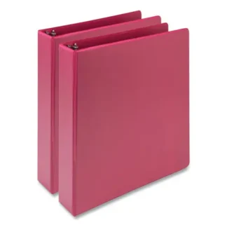 Samsill® Earth's Choice Plant-Based Economy Round Ring View Binders, 3 Rings, 1.5" Capacity, Pink, 2/Pack
